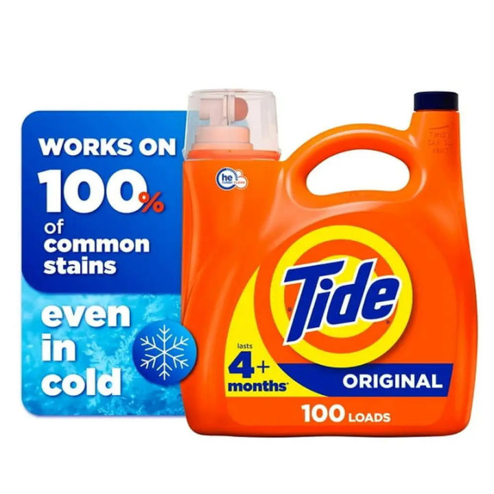1. High Efficiency Liquid 132 fl oz 100 Loads Fresh Clean Scent2. Tide