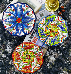 OMK Bohemian Style Hand-painted Ceramic Dinner Plate Tableware Set
