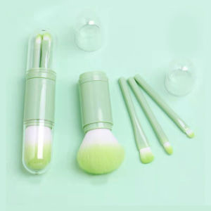 Makeup Brush，Mini 4 in 1 High-Quality Portable Retractable Facial Eye Shadow Foundation Brush with Soft Bristles for Women Travel Face Makeup Brush Kit