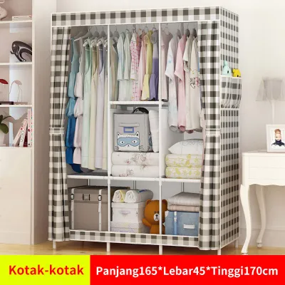 LG Lemari Pakaian Kain Portable Dengan Penutup Dan Ritsleting Lemari Kain Plastik Portable Import 2 Sisi Bukaan Keatas