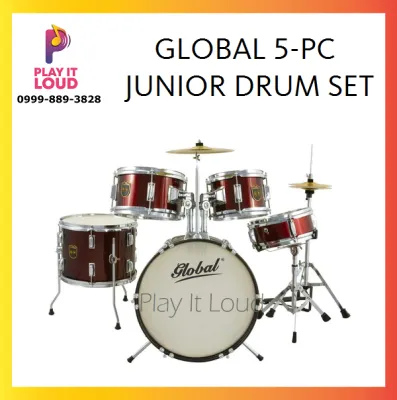 GLOBAL 5 piece JUNIOR size DRUM SET with free drum throne and sticks