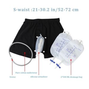 Silicone Urinal Mens Washable Incontinence Diaper Pants Urinary Incontinence Wearing Underwear Leg Tied Urine Bag Urine Collector