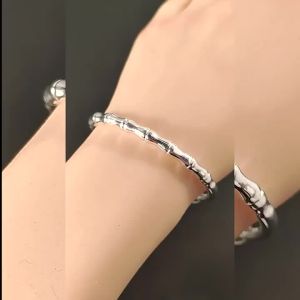 Silver-Plated Bamboo Bracelet for Women Simple and Comfortable Bamboo Push-Pull Adjustable Bracelet Holiday Gift 999