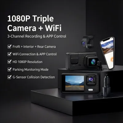 SOARFLY 4K Dash Cam with WiFi Dual 1080P Front and Rear Dashcam 170° Wide Angle Parking Monitor G-Sensor Night Vision Loop Recording Supports 128GB SD Card