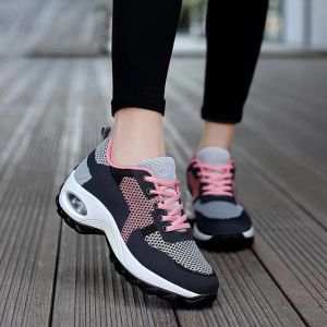 [Free Shipping] WomenS Shoes For Spring And Summer New Breathable Mesh Air-Cushioned Sneakers Fashionable Height-Increasing Casual Shoes For Ladies Mom Shoes