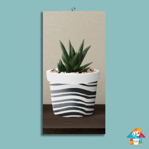 HIASAN DINDING POT BUNGA DAUN WALL DEKOR PAJANGAN POSTER KAYU DEKORASI KAMAR RUMAH