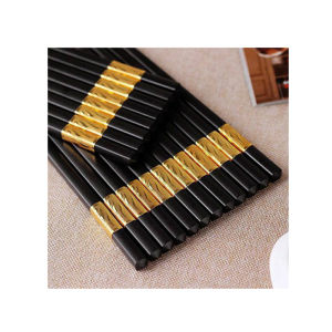 Hộp 10 đôi đũa hợp kim mạ vàng phong cách sang trọng