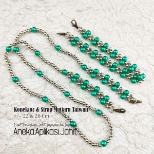 1 PASANG KONEKTOR & STRAP MASKER MUTIARA TAIWAN +/- 22 & 62 CM