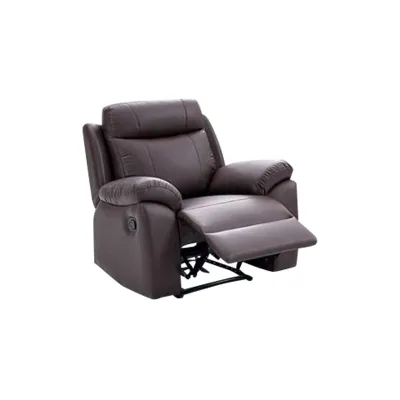 FurnitureMartSG Janie Single Recliner with 2+3-Seater Sofa Set PU Leather in Brown and Grey Colour