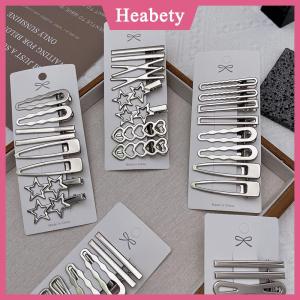 Heabety 8pcs Cô Gái Tóc pins bạc kim loại Duckbill Clip phụ nữ tóc Clips Side bangs phụ nữ phụ nữ barrettes tóc phụ kiện