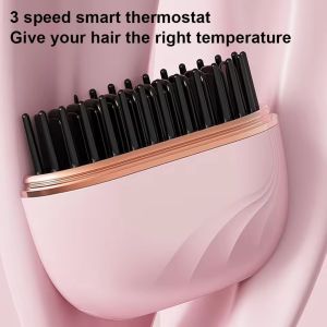 Nuekin Hair Straightener Wireless Straight Hair Comb Straight Roll Dualpurpose Portable non static Charging Mini Electric Heating Brush Portable Hairdressing Tool Cordless Comb Rechargeable
