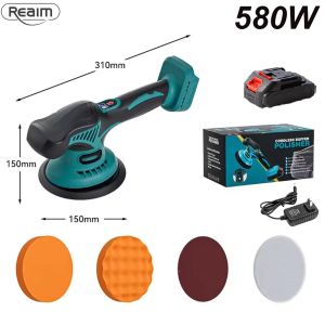 REAIM Cordless Buffing Polisher Machine Heavy Duty Car Polisher Machine 125mm Machine Auto Polishing
