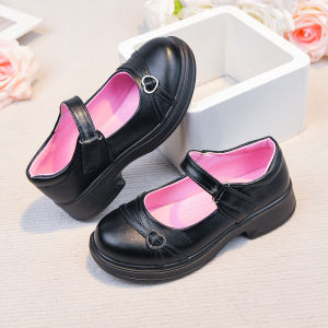LUCKIDS Leather Black Shoes For Girls 3cm Heels School Formal Shoes for kids size 25-36