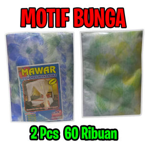 Promo 2 Pcs Kelambu Motif Bunga 200x200 Jumbo Kelambu Mawar