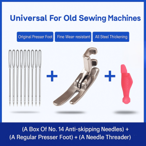 Three-Piece Set For Old-Fashioned Sewing Machine No. 14 Anti-Jump Needle Oxford Presser Foot And A Small Fish