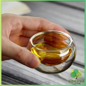 Veevio แก้วชา ถ้วยจอก แก้วใสสองชั้นทนความร้อน Tea Cups