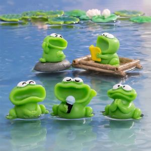 MUKANG Resin Crafts Big Mouth Chorus Frogs Figurine Cute DIY Big Mouth Frogs Statue Kids Gift Cartoon Mini Frogs Ornament Micro Landscape Ornaments
