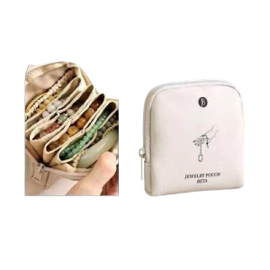 OKEY SHOP Portable PU LeatherJewelry Pouch Beta with compartments for beads and bracelets