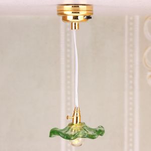 DOWNA 1:12 Đèn thủy tinh màu nhà búp bê Mini Tự làm Đèn chùm trần nhà Chất lượng cao 10 Kiểu Dáng Mẫu đèn bàn gia dụng Phụ Kiện Nhà Búp Bê