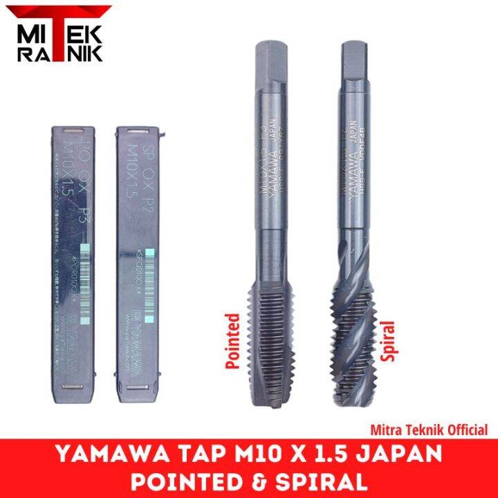 YAMAWA Tap Mesin M10 X 1.5 Pointed Spiral Flute Hand Tap Pembuat Drat ...