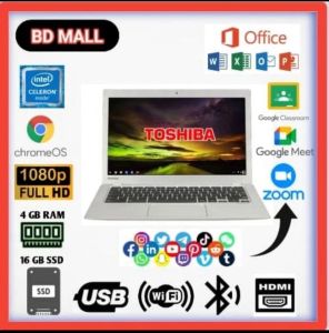 Toshiba Chromebook CB30-B3121 14-Inch Full HD LED Display Intel Celeron 4GB RAM 16GB SSD ChromeOS Multimedia-Laden Laptop