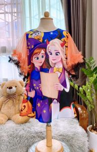 (รหัส014-39)เดรสเอลซ่าฮาโลวีนทรงเอระบายแขน 2ชั้น ไซส์ L