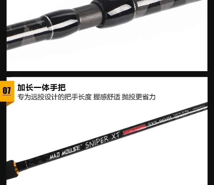 NEW Mad Mouse Full Fuji Parts Cross Carbon Sniper XT Shore Jigging Rod  Ocean Popping Rod 2.9M 96MH/H Pe 1-5 Saltwater Boat Rod