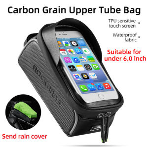 ROCKBROS Phone Bicycle Bag 6.0/6.5 Inch Top Front Tube Frame Bags MTB Road Bike Bicycle Bags Waterproof Touch Screen Phone Case Bag