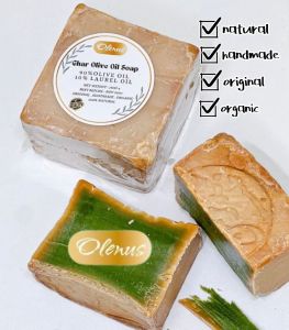 Aleppo Olenus Ghar Olive Oil Soap Sabun Minyak Zaitun Body&Face Wash Organic&Natural 200g± | 90% Olive Oil | 10% Laurel Oil