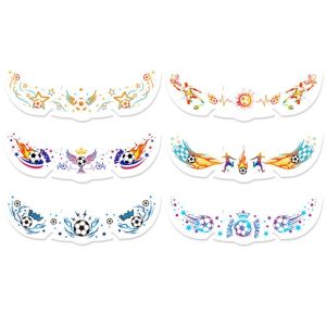 PHANT Sports Event Match Football Face Temporary Tattoo Freckle Makeup Y2k Spicy Girl Soccer Freckle Tattoo Football Fans Featuring Fun Cartoon Ball Face Tattoo Sticker for 6Pcs Men Women Kids