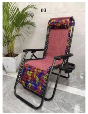 Foldable Zero Gravity Reclining/Folding Chair w/Adjustable Headrest WITHOUT CUP-HOLDER ~RANDOM COLOR