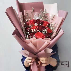 HER.FLORIST 10PCS Premium Soap and Dried Flower Bouquet / Buket Bunga Sabun dan Bunga Kering / Buket Wisuda