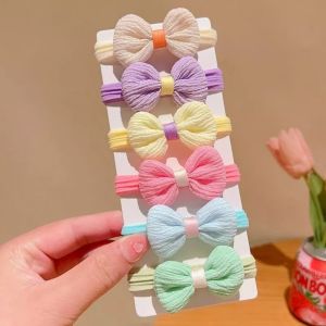 Bộ 06 Dây thun buộc/cột tóc siêu đàn hồi size nhỏ nhiều màu xinh xắn cho bé gái
