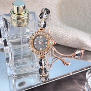 นาฬิกาควอตซ์สำหรับผู้หญิงฝังเพชรแบบปรับได้ประดับสายนาฬิกาข้อมือสำหรับ Apple Watch เรียบง่ายนาฬิกาผู้หญิงไข่มุกหรูหราอ่อน2025เรือน