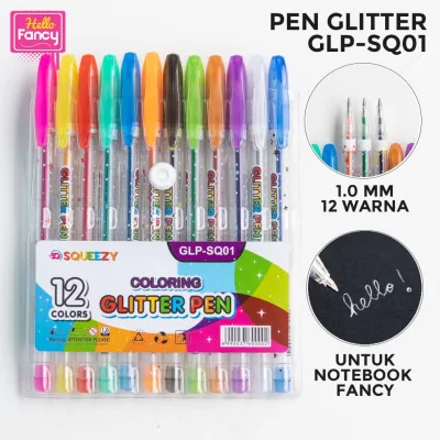 PEN GLITTER / Pulpen gel / Pena / Gell Pen Glitter 12W GLP-SQ01 Hello Fancy
