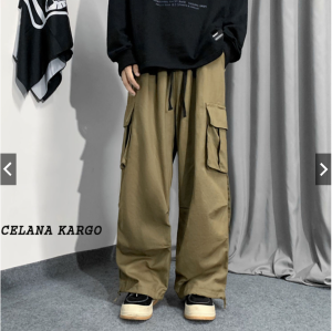 celana cargo panjang pria celana Panjang  korean style HighWaist hitam celana cargo celana karet big size pria celana cargo pinggang karet celana kargo panjang premium Terlaris Termurah tactical