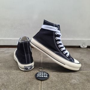 OBRAL SEPATU SNEAKERS CONVERSEEE 70S HIGH BLACK WHITE GLOSSY IMPORT QUALITY 36-43 SEPATU HITAM PUTIH SEKOLAH KERJA KANVAS 100%