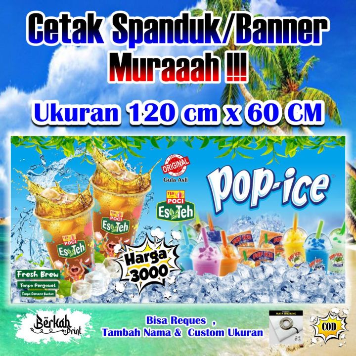 Spanduk Banner Es Teh Poci And Pop Ice Lazada Indonesia