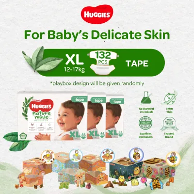 Huggies Platinum Naturemade XL 44s Tape Diapers Case