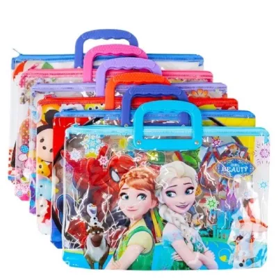 kid long plastick envelope with handle character deign envelope zipper school supplies
