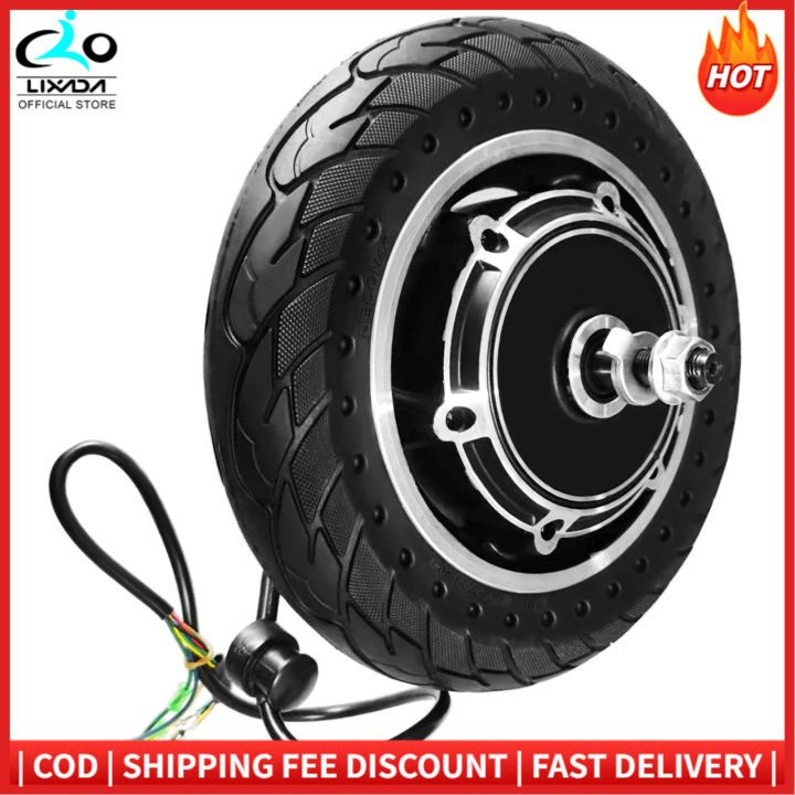 LIXADA 10'' Electric Scooter Front Tire with Hub Motor Solid Electric  Scooter Wheel 48V 500W Brushless Dis Brake Hub Motor E Bike Motor  Replacement