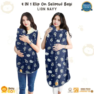 BS-336 Blanket On The Go 4in1 BABY LEON Selimut Bayi Hoodie Klip Selimut Tutup Stroller Cover Asi Selimut