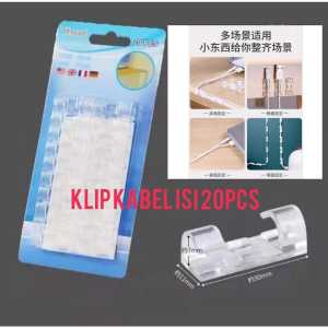 klip kabel bening isi 20 cable organizer holder kabel isi 20pcs transparan pengikat kabel SH H26