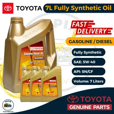 Toyota Fully Synthetic Engine Oil 5W-40 7 Liters Bundle for Gasoline or Diesel Engine