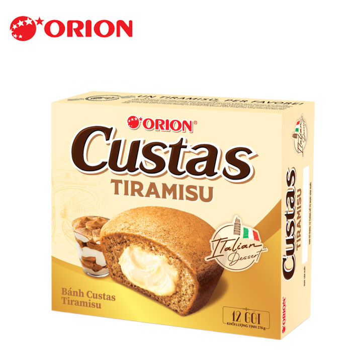 HỘP 12 GÓI BÁNH TIRAMISU CUSTAS ORION 276 GRAM