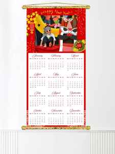 Tranh Liễn Lịch tết 2025 tỉ lệ 1:2 chất liệu vải canvas nhận thiết kế theo yêu cầu