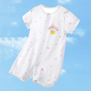 100% Cotton Mesh Summer Baby Short-Sleeve Romper Infant Crawling Suit Lightweight & Breathable Healthy & Safe.