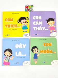 Sách - Bộ Bé Học Giao Tiếp 4 cuốn - Bồi cứng & Song ngữ Việt-Anh