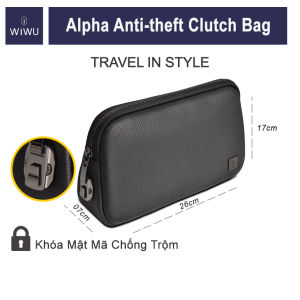 Ví cầm tay WiWU Alpha Anti theft Clutch Bag da cao cấp chống nước khóa chống trộm
