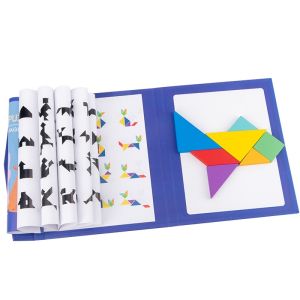 Wooden Magnetic Tangram Puzzle Montessori Learning Material Educational Toys